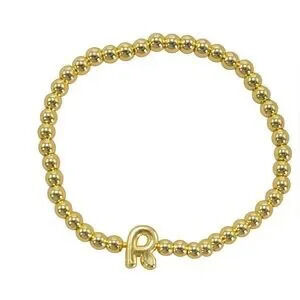 Gold Beaded Bracelet with Initial Charm (5100)